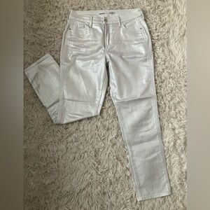 Old Navy Silver Metallic Skinny Jeans